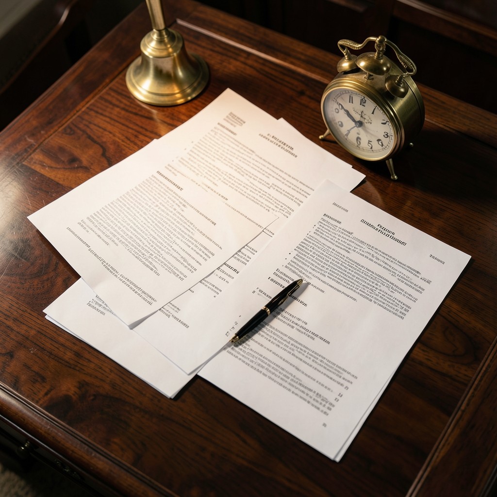 Documents de contrat de travail posés sur un bureau avec stylo et calculatrice